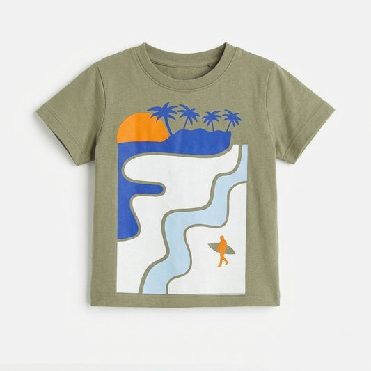 Boys' Casual Summer - Olive Graphic Tee