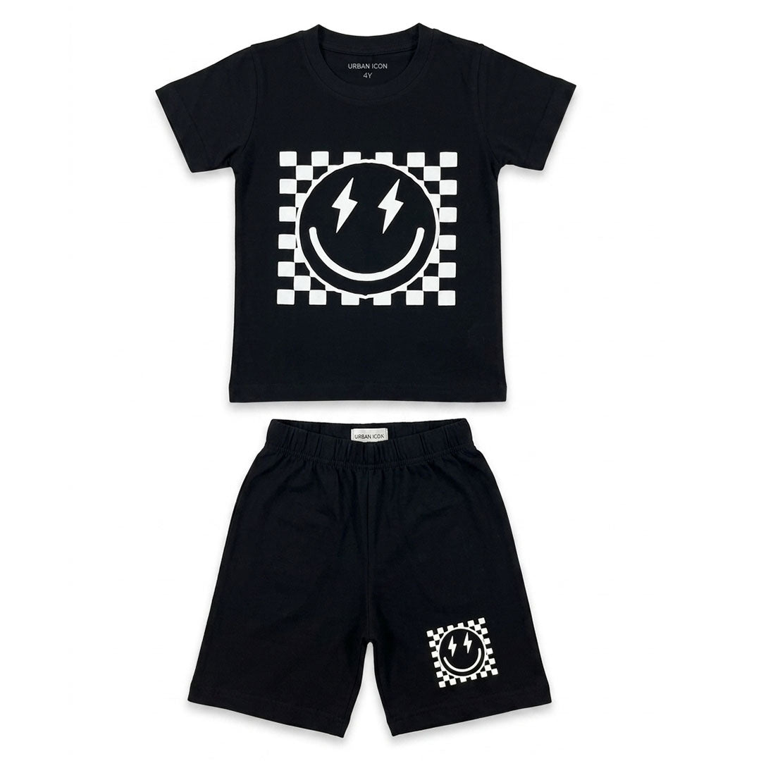 Boys' "Electric Smile" Black Streetwear Set