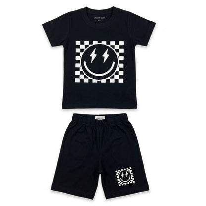 Boys' "Electric Smile" Black Streetwear Set