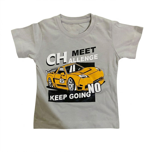Boys' "Meet Challenge" Race Car – Grey Graphic Tee