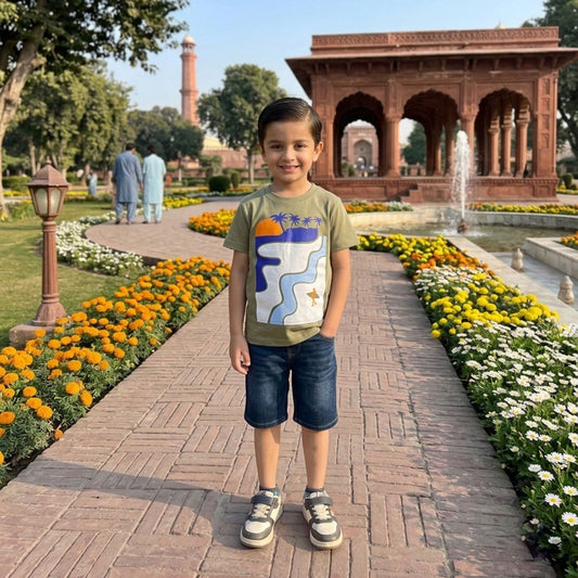 Boys' Casual Summer - Olive Graphic Tee